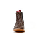 Espresso Basket Weave Ankle Boots - Square Toe (E1200)
