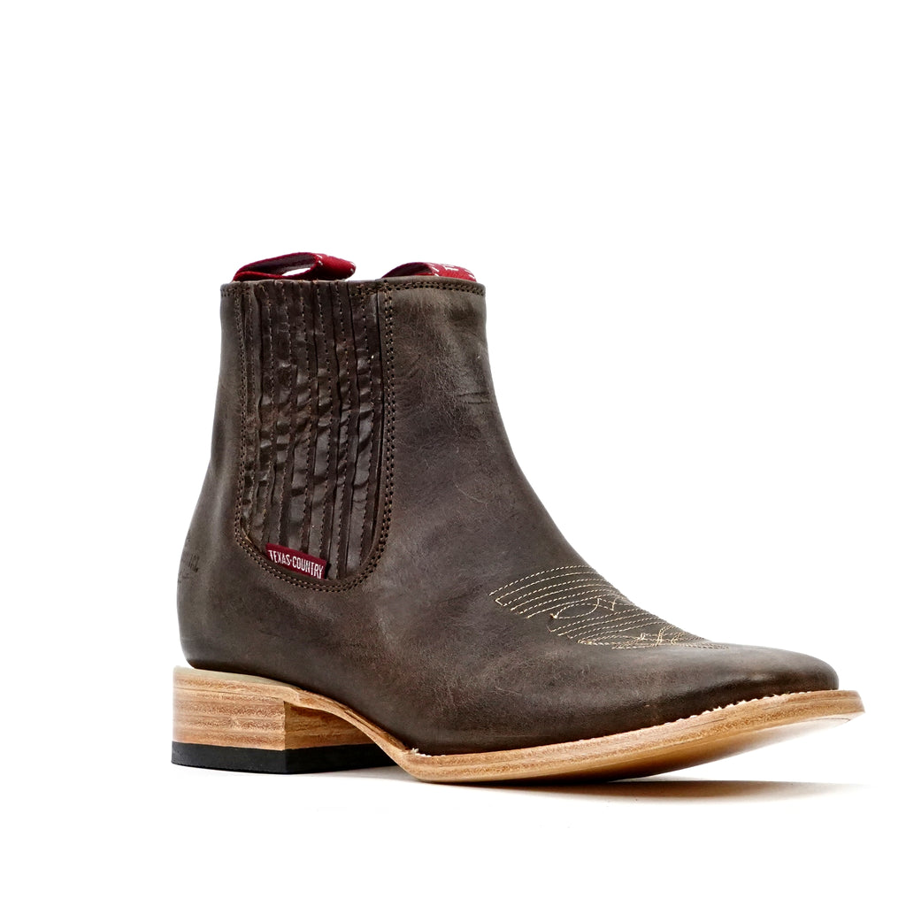 Cowboy Style Alamo Brown Ankle Boots - Square Toe (E1200)