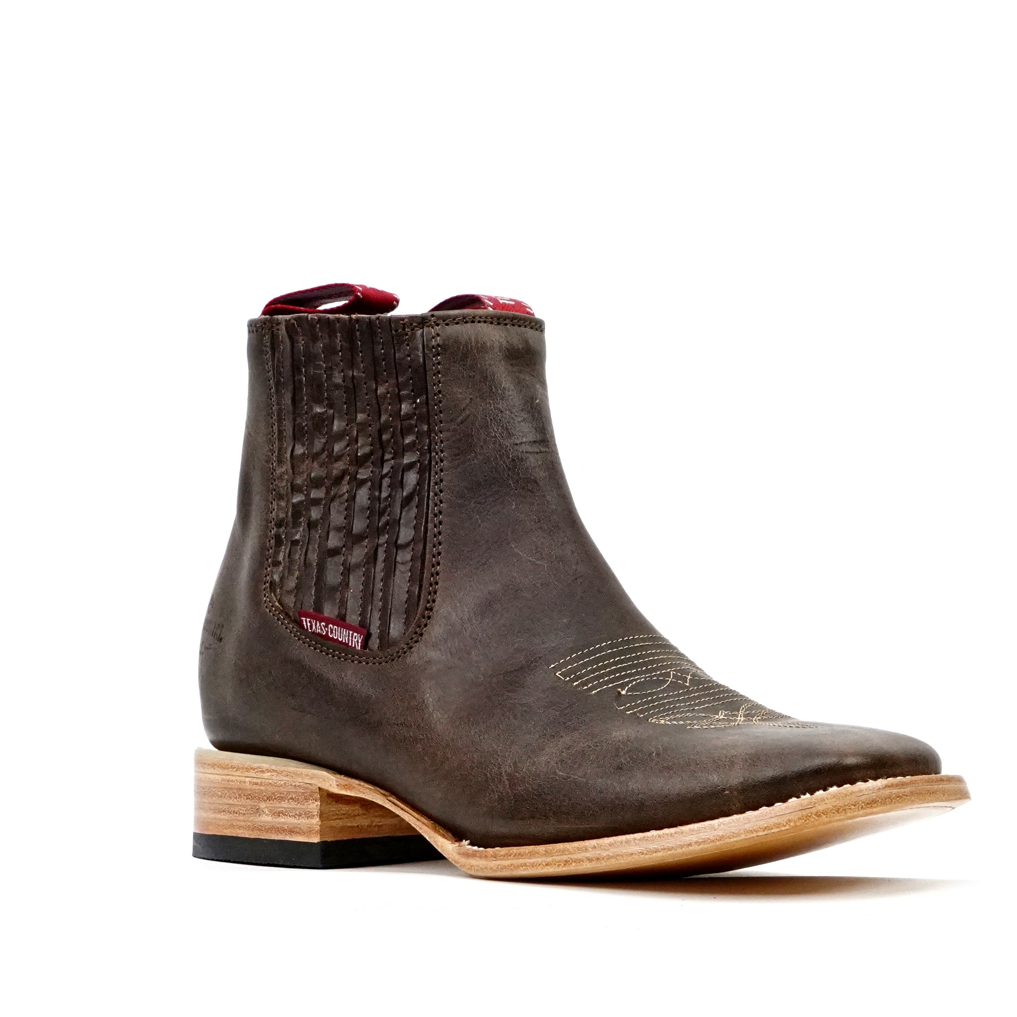 Cowboy Style Alamo Brown Ankle Boots - Square Toe (E1200)
