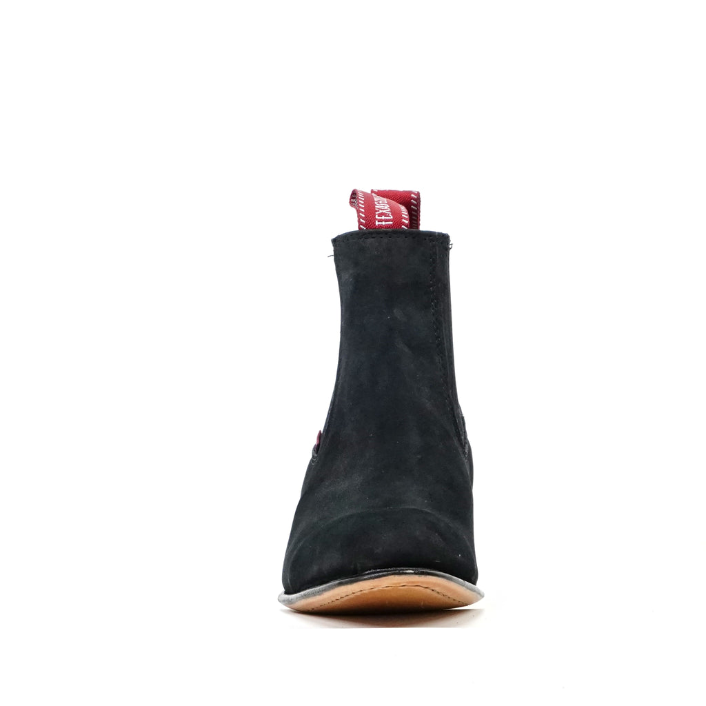 Nubuck Black Ankle Boots - Round Toe (E800)