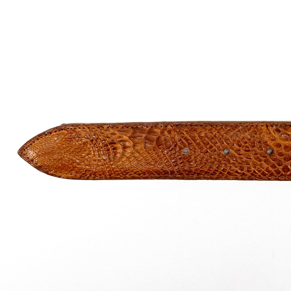 Cinturón de caimán exótico de acolchado completo - Miel (C-001)