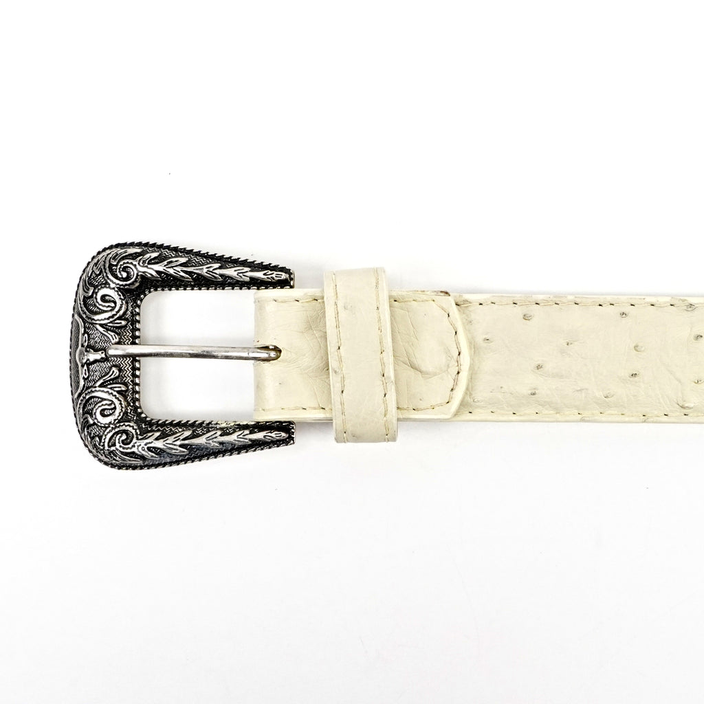 Avestruz exótica de colcha completa - Hebilla Texas - Cinturón de hueso