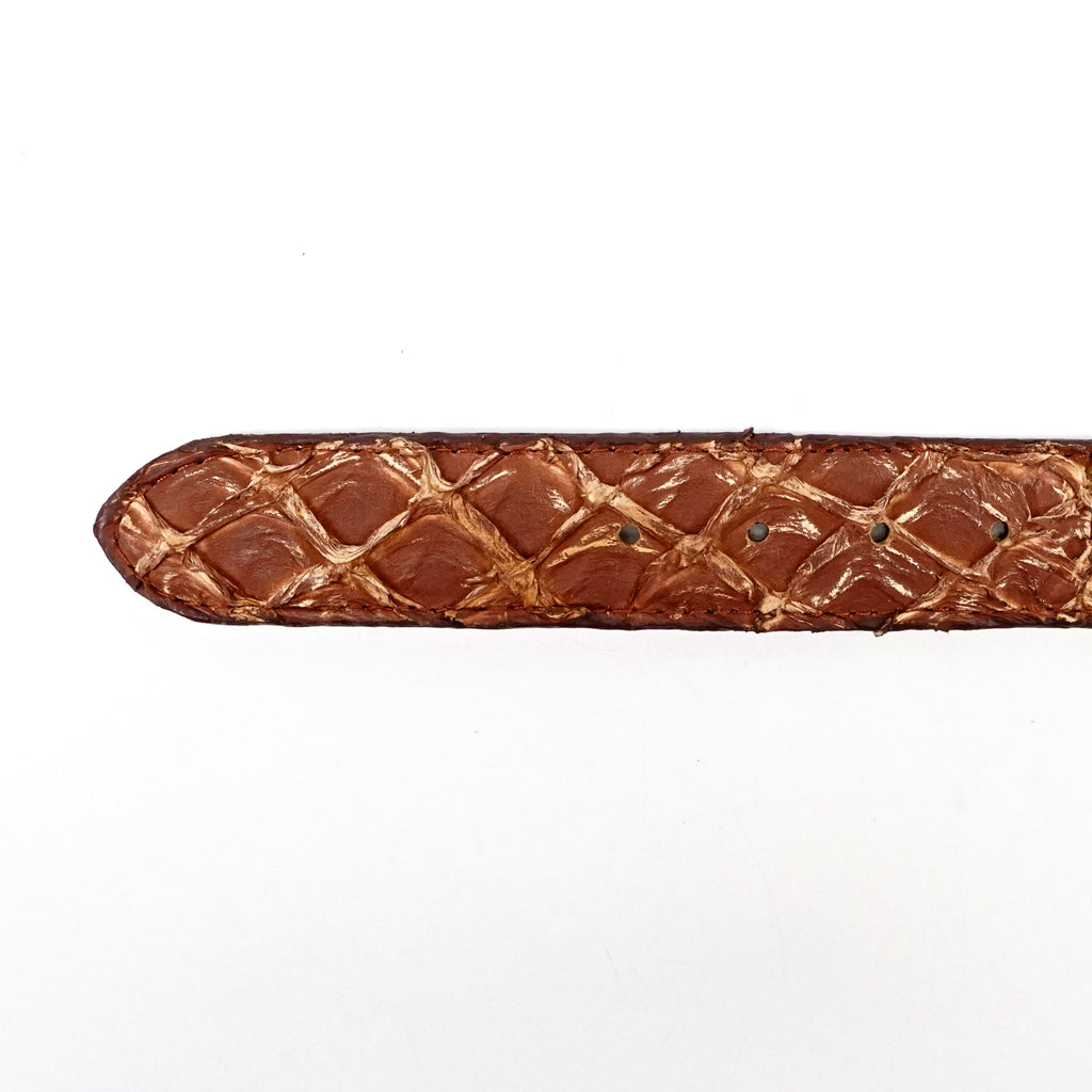 Cinturón exótico de pirarucú acolchado completo - Pecan (C-028)