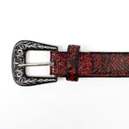 Cinturón exótico de pitón de piel entera - Rojo (C-028)