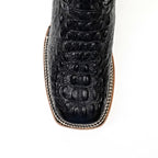 Crocodile Black Boots (Youth) - Embossed Leather - Square Toe (E427)