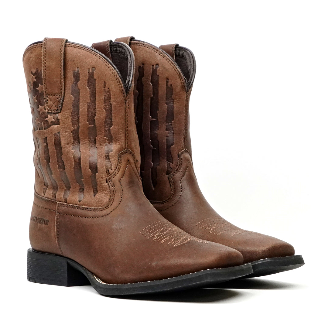 Kids Choco Leather Boots - Slip-Resistant Sole - Square Toe (TCK005)