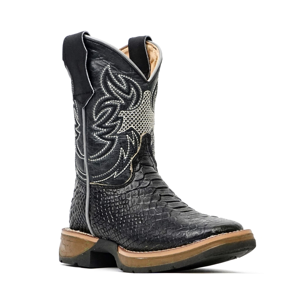Maurich - Botas de pitón para niños - Negras - Punta cuadrada