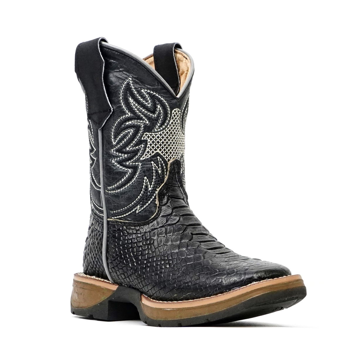 Maurich - Botas de pitón para niños - Negras - Punta cuadrada