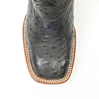 Botas infantiles de avestruz de edredón completo exótico gris - Punta cuadrada