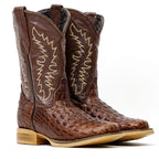 Kids Crocodile Choco Boots - Embossed Leather - Square Toe (K10-1)