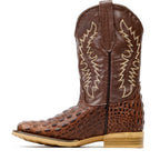 Kids Crocodile Choco Boots - Embossed Leather - Square Toe (K10-1)