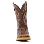 Kids Crocodile Choco Boots - Embossed Leather - Square Toe (K10-1)