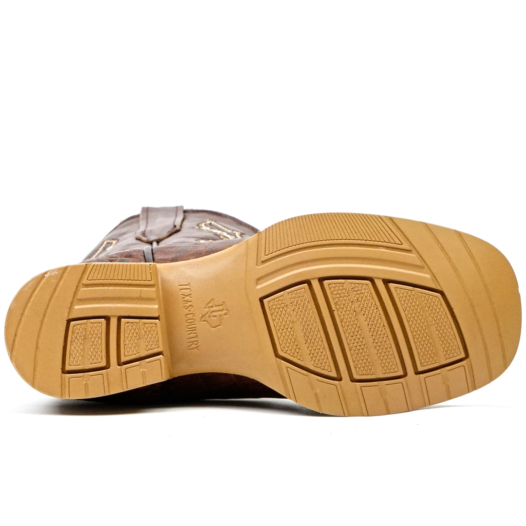 Kids Crocodile Choco Boots - Embossed Leather - Square Toe (K10-1)