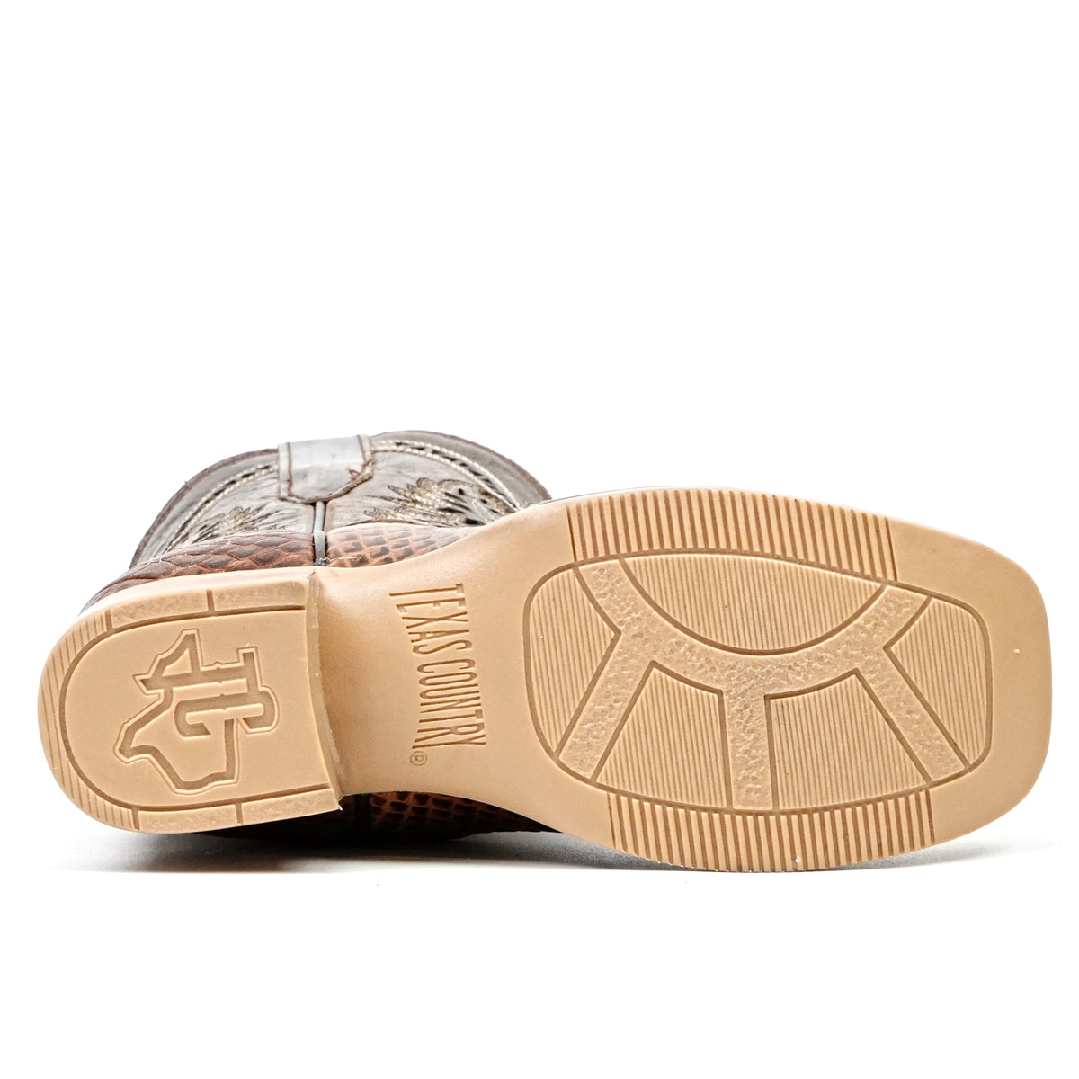 Kids Python Choco Boots - Embossed Leather - Square Toe (K11-1)