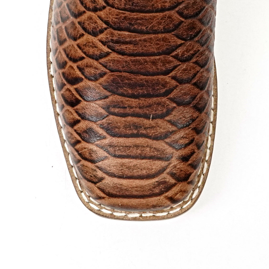 Kids Python Choco Boots - Embossed Leather - Square Toe (K11-1)
