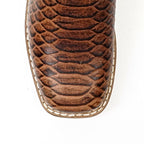 Kids Python Choco Boots - Embossed Leather - Square Toe (K11-1)