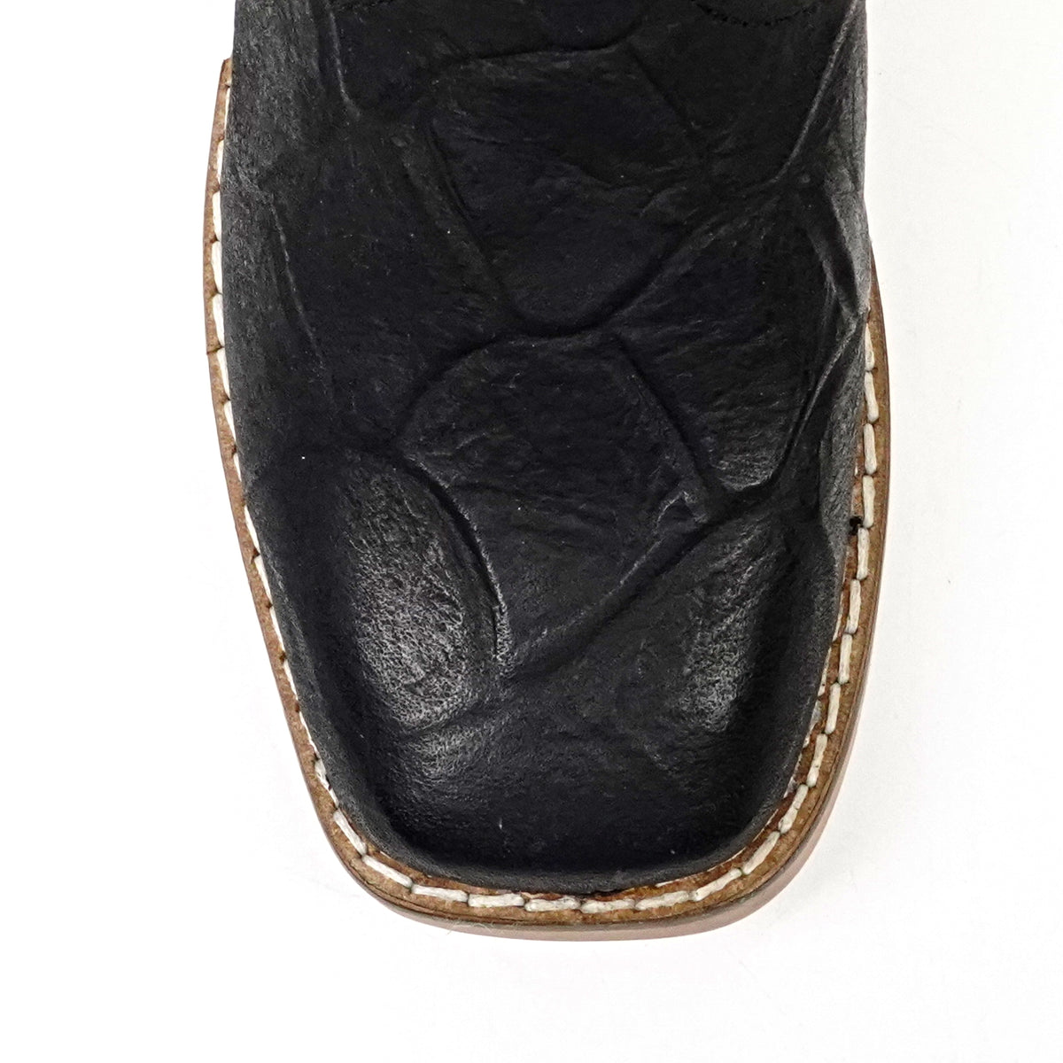 Bota Vaquera Niño de Piel Pirarucú Negra Grabada - Punta Cuadrada (K92-1)