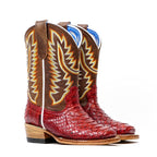 Botas Python para niños - Rojo - Punta cuadrada (eje de tabaco de Nigeria)