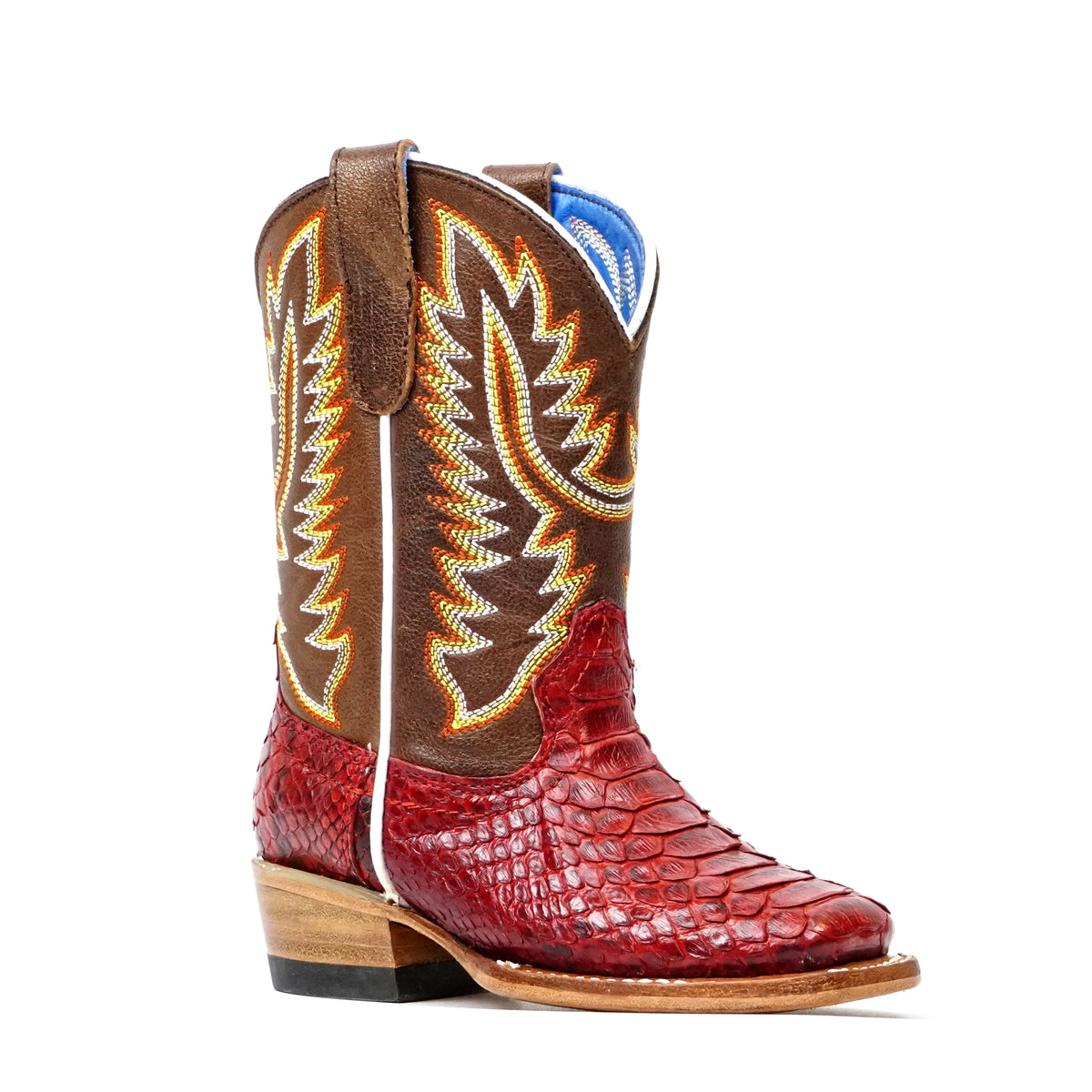 Botas Python para niños - Rojo - Punta cuadrada (eje de tabaco de Nigeria)