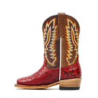 Botas Python para niños - Rojo - Punta cuadrada (eje de tabaco de Nigeria)