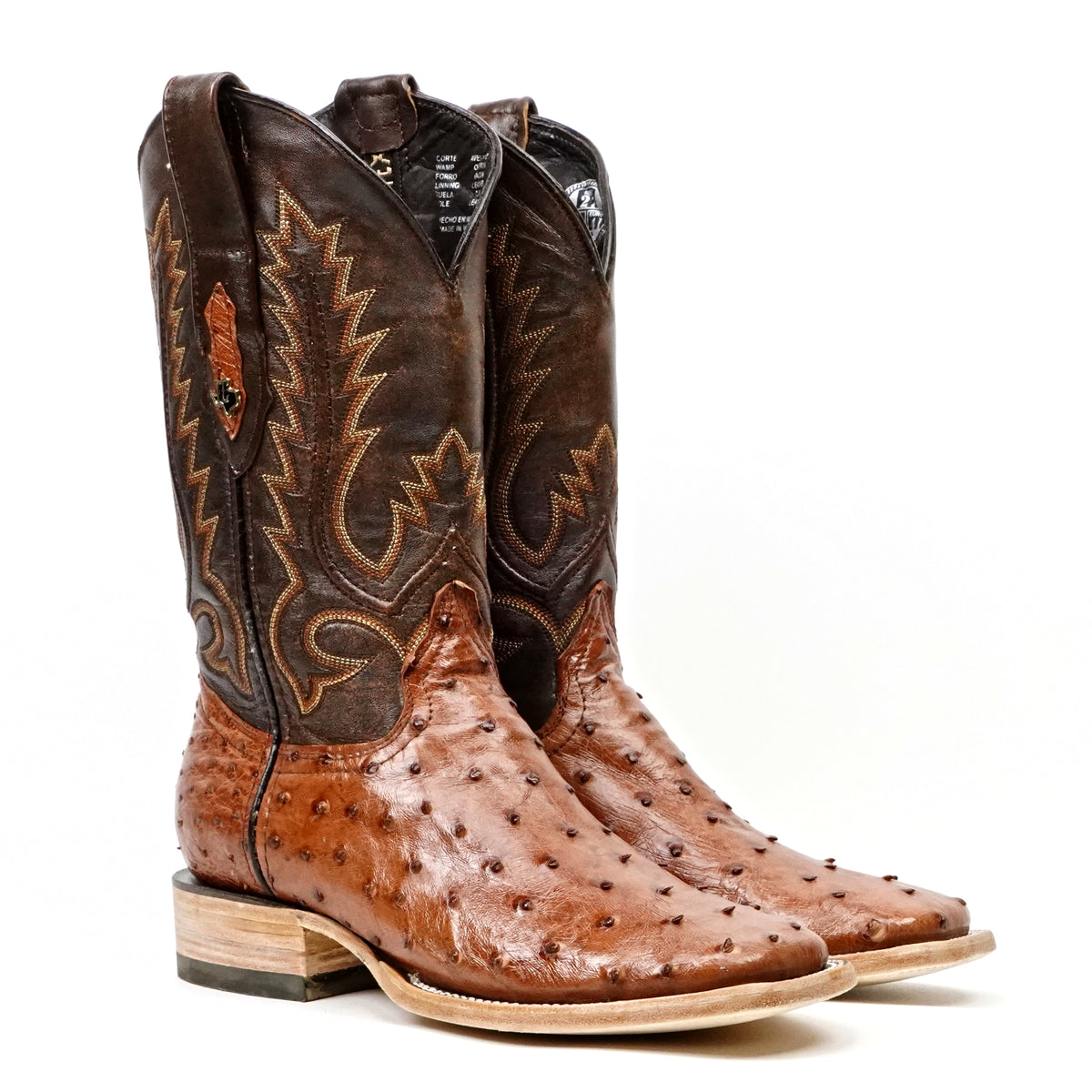 Austin Ostrich Boots - Brandy - Square Toe (AV20)
