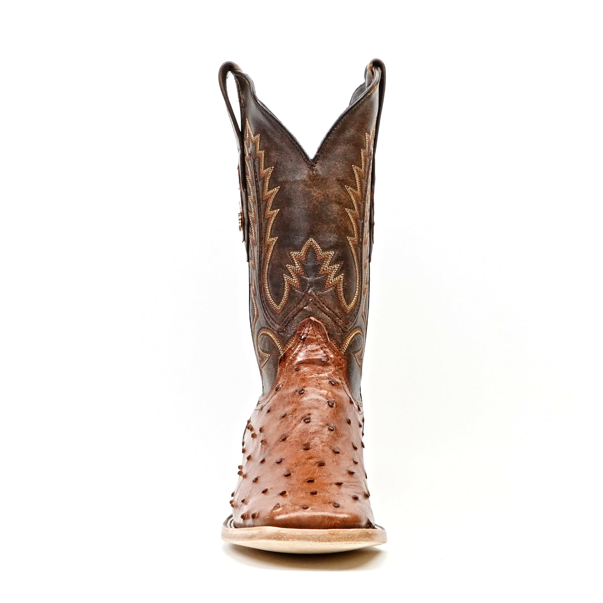 Austin Ostrich Boots - Brandy - Square Toe (AV20)