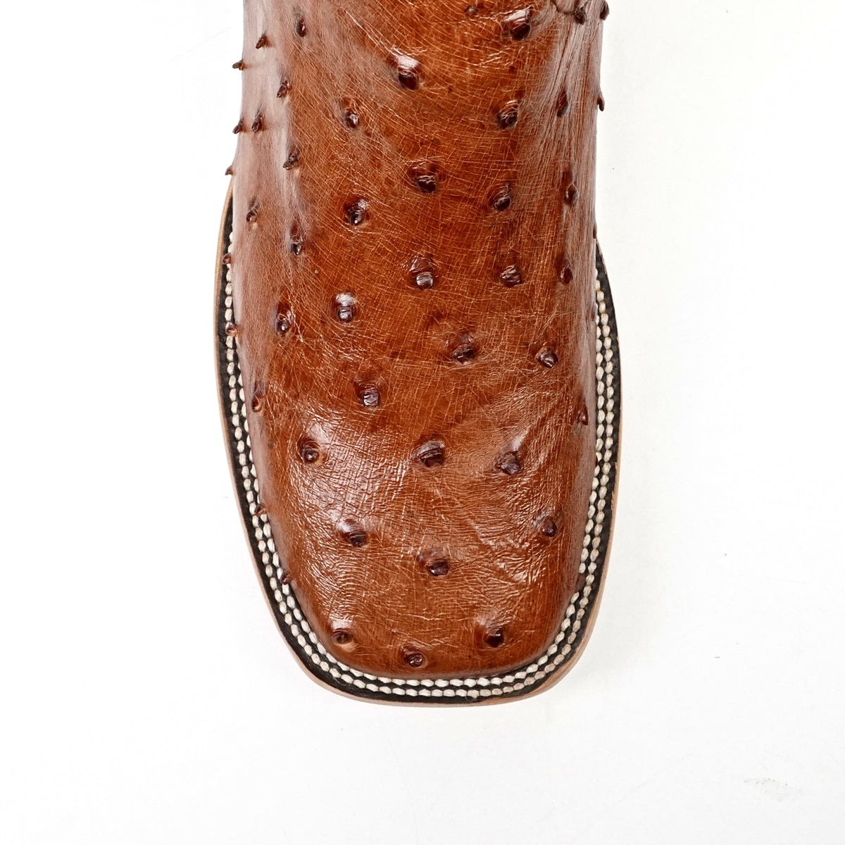 Austin Ostrich Boots - Brandy - Square Toe (AV20)