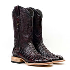 Botas Rhodes de cola de cocodrilo del Nilo - Cereza negra - Punta cuadrada (LM10)