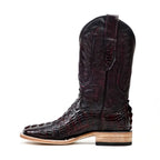 Botas Rhodes de cola de cocodrilo del Nilo - Cereza negra - Punta cuadrada (LM10)