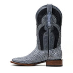 Ranger Caiman Horn Back Boots - Denim Blue - Square Toe