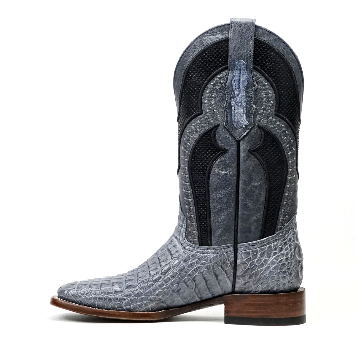 Ranger Caiman Horn Back Boots - Denim Blue - Square Toe