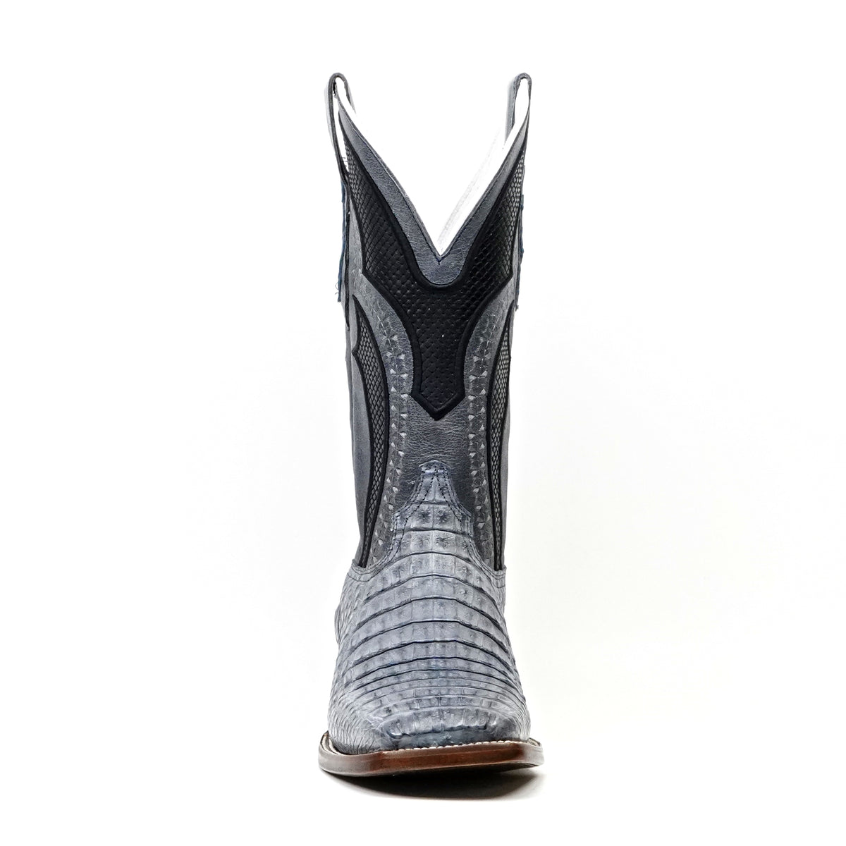 Ranger Caiman Horn Back Boots - Denim Blue - Square Toe
