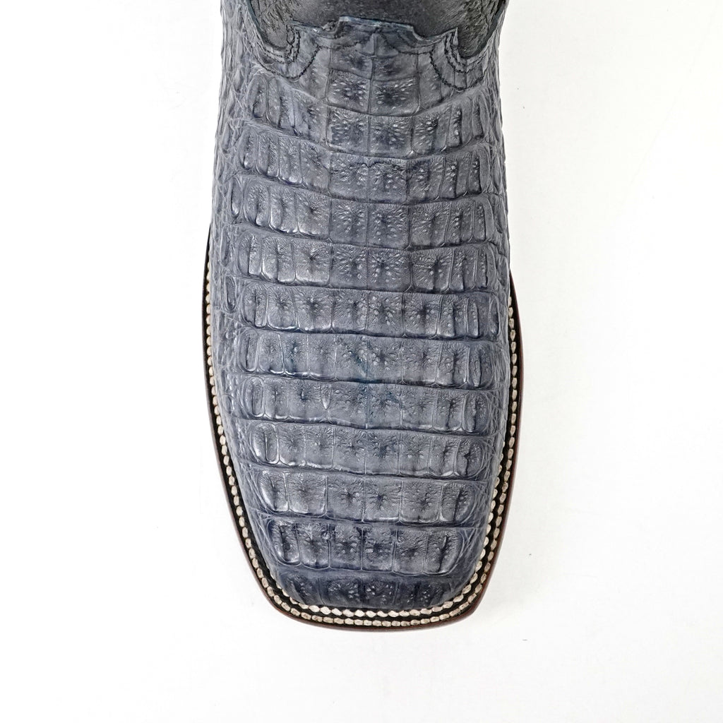 Ranger Caiman Horn Back Boots - Denim Blue - Square Toe