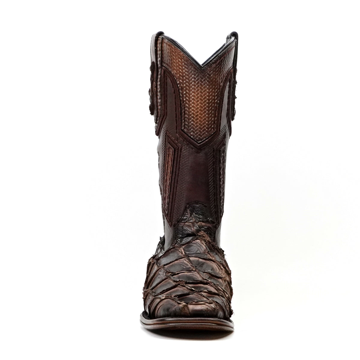 Connor Platinum Pirarucu Fish Boots - Tobacco - Square Toe