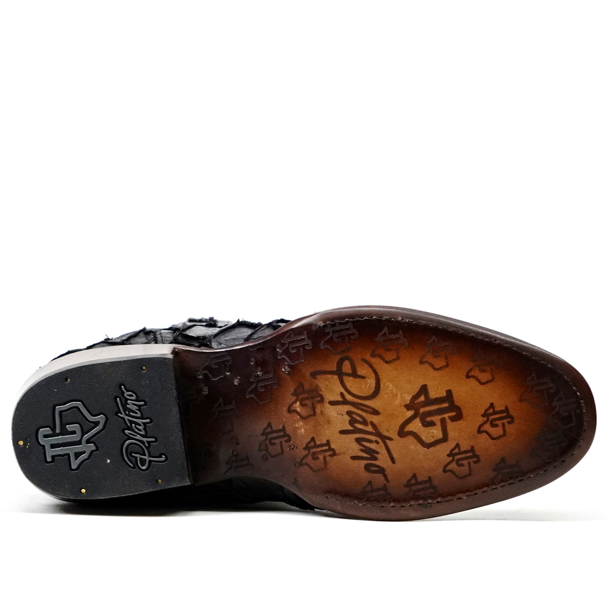 Platinum Connor Pirarucu Fish Boots - Black - Roper Toe