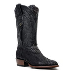 Tanner Python Boots - Matte Black - Roper Toe (PN240)
