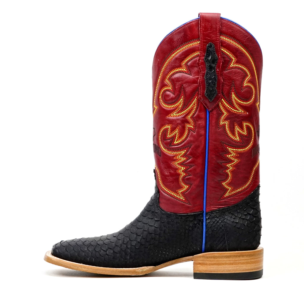 Botas Braxton Python - Negro Mate - Punta Cuadrada