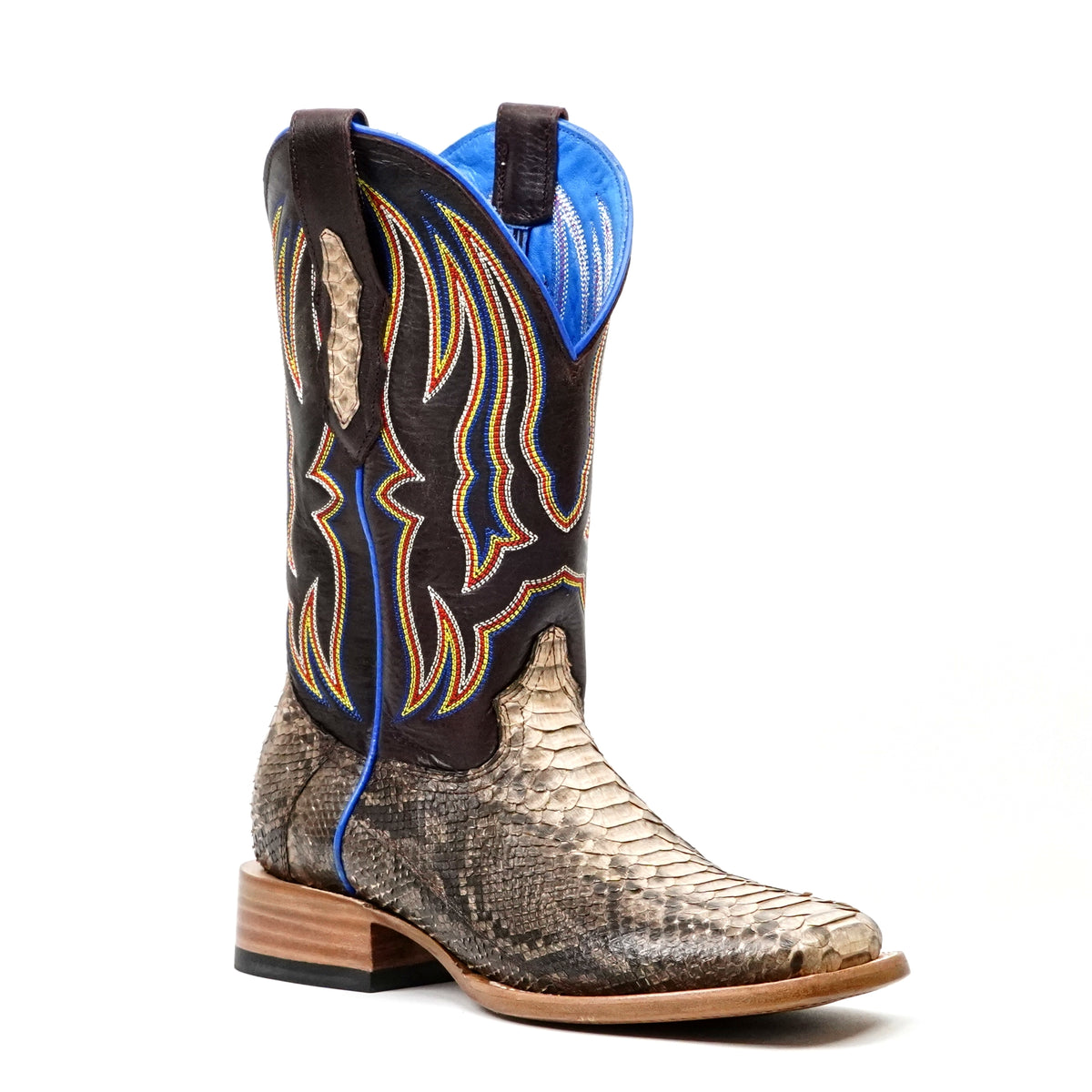 Braxton Python Boots - Taupe Natural - Square Toe
