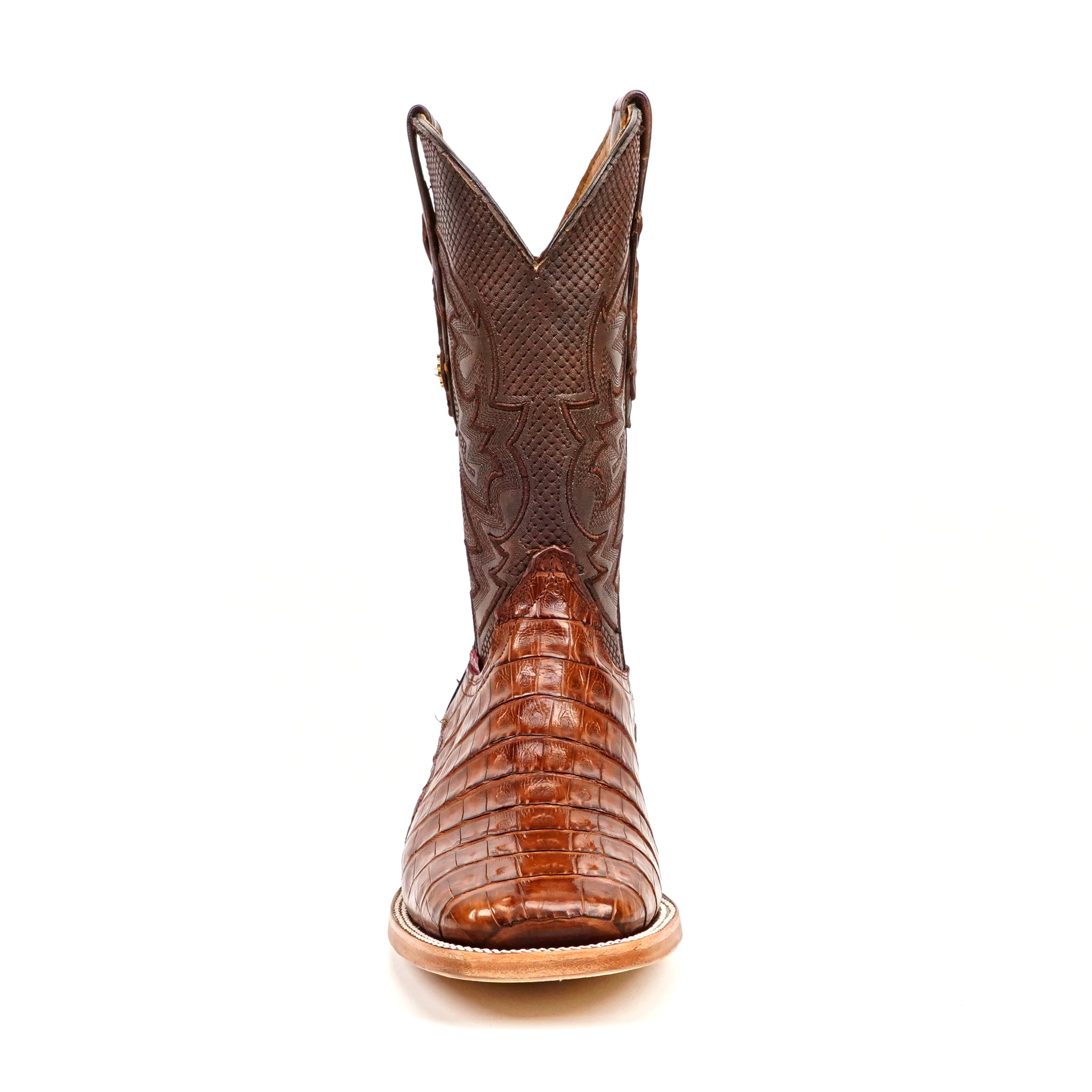 Rhodes Caiman Belly Boots - Brandy - Square Toe (LM10)