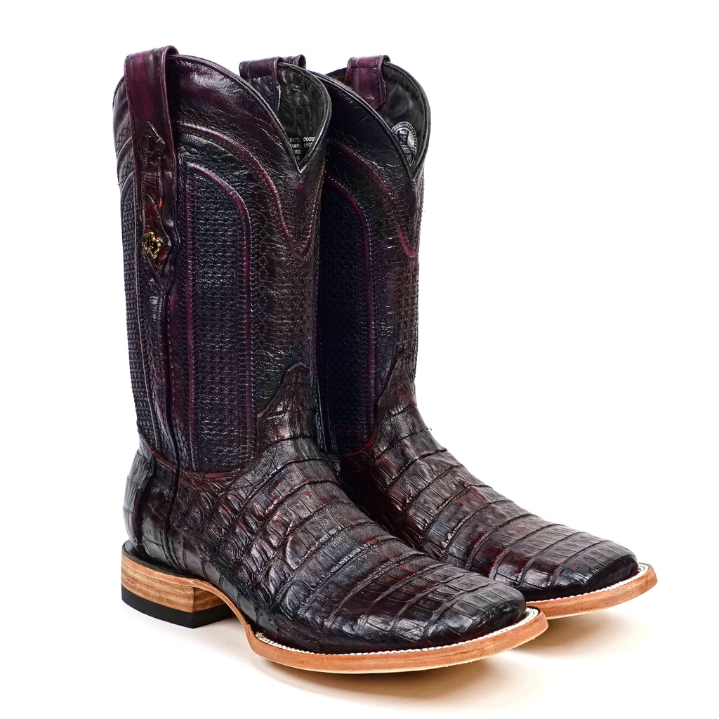 Botas Rhodes Caiman Belly - Cereza Negra - Punta Cuadrada (LM10)