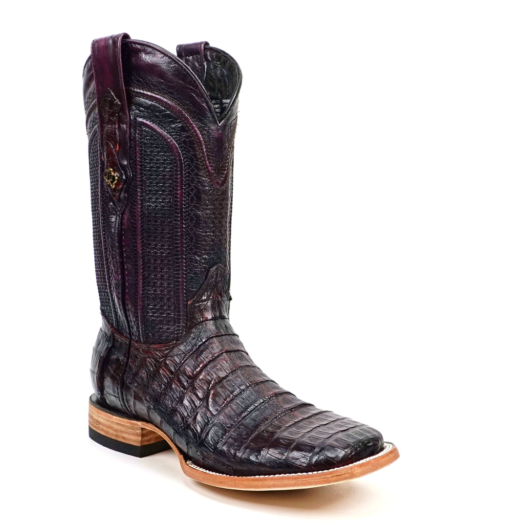 Botas Rhodes Caiman Belly - Cereza Negra - Punta Cuadrada (LM10)