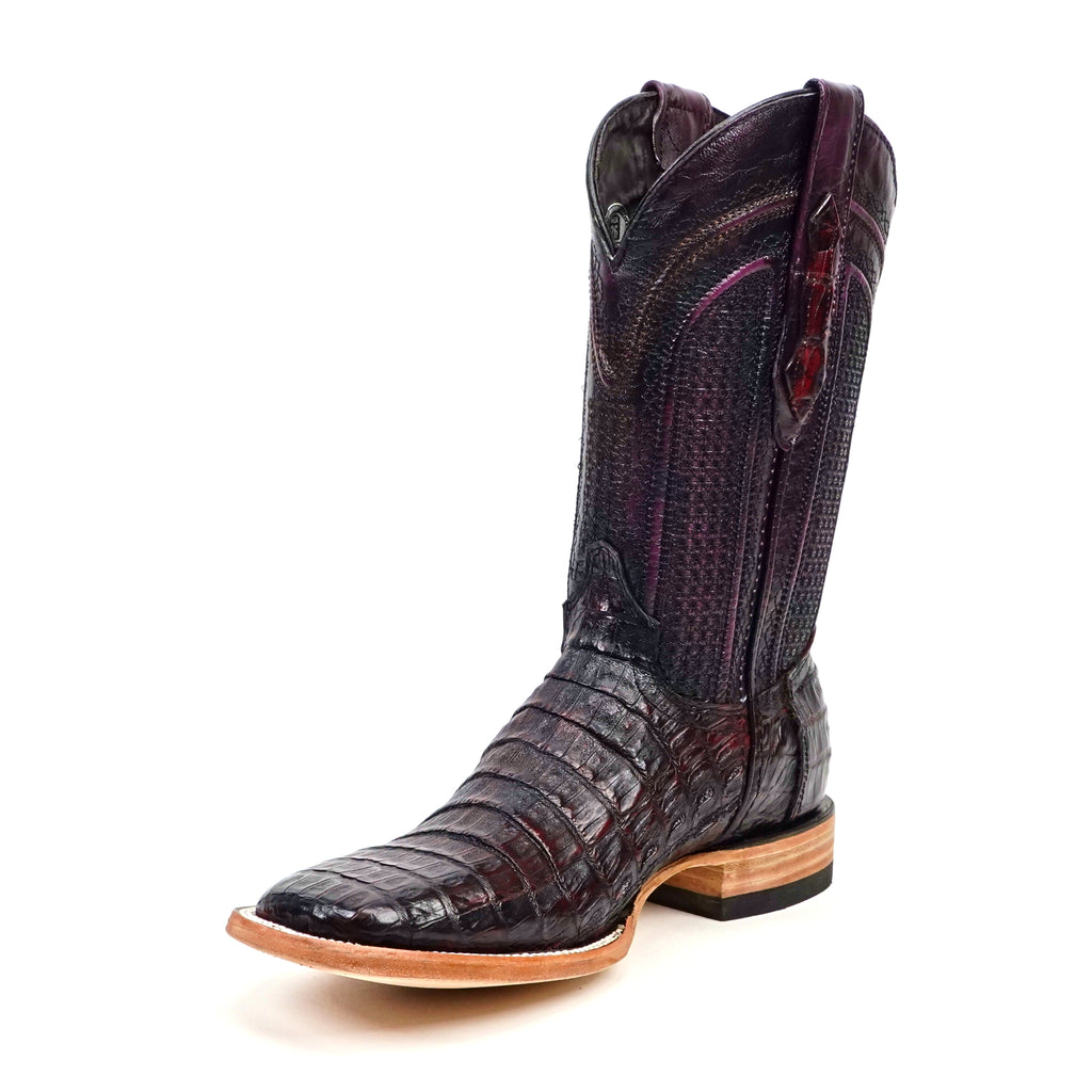 Botas Rhodes Caiman Belly - Cereza Negra - Punta Cuadrada (LM10)