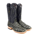 Botas Connor de Piel de Pirarucú - Gris Oscuro - Punta Cuadrada (PZ60)