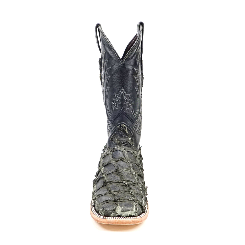 Botas Connor de Piel de Pirarucú - Gris Oscuro - Punta Cuadrada (PZ60)