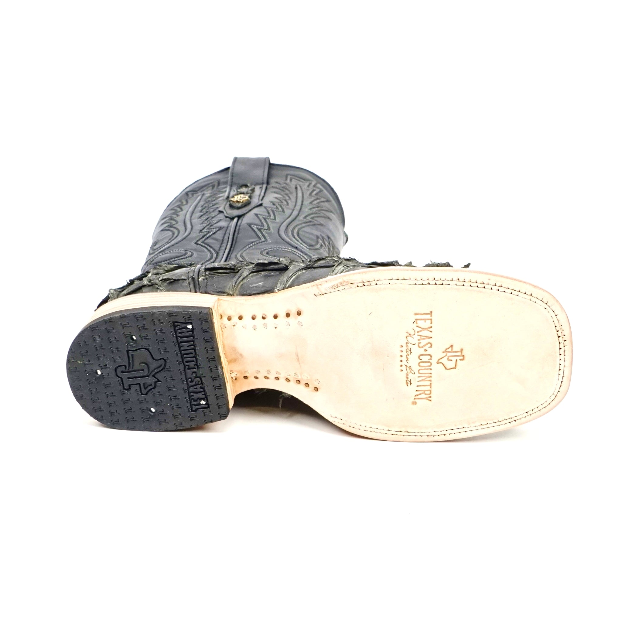Botas Connor de Piel de Pirarucú - Gris Oscuro - Punta Cuadrada (PZ60)
