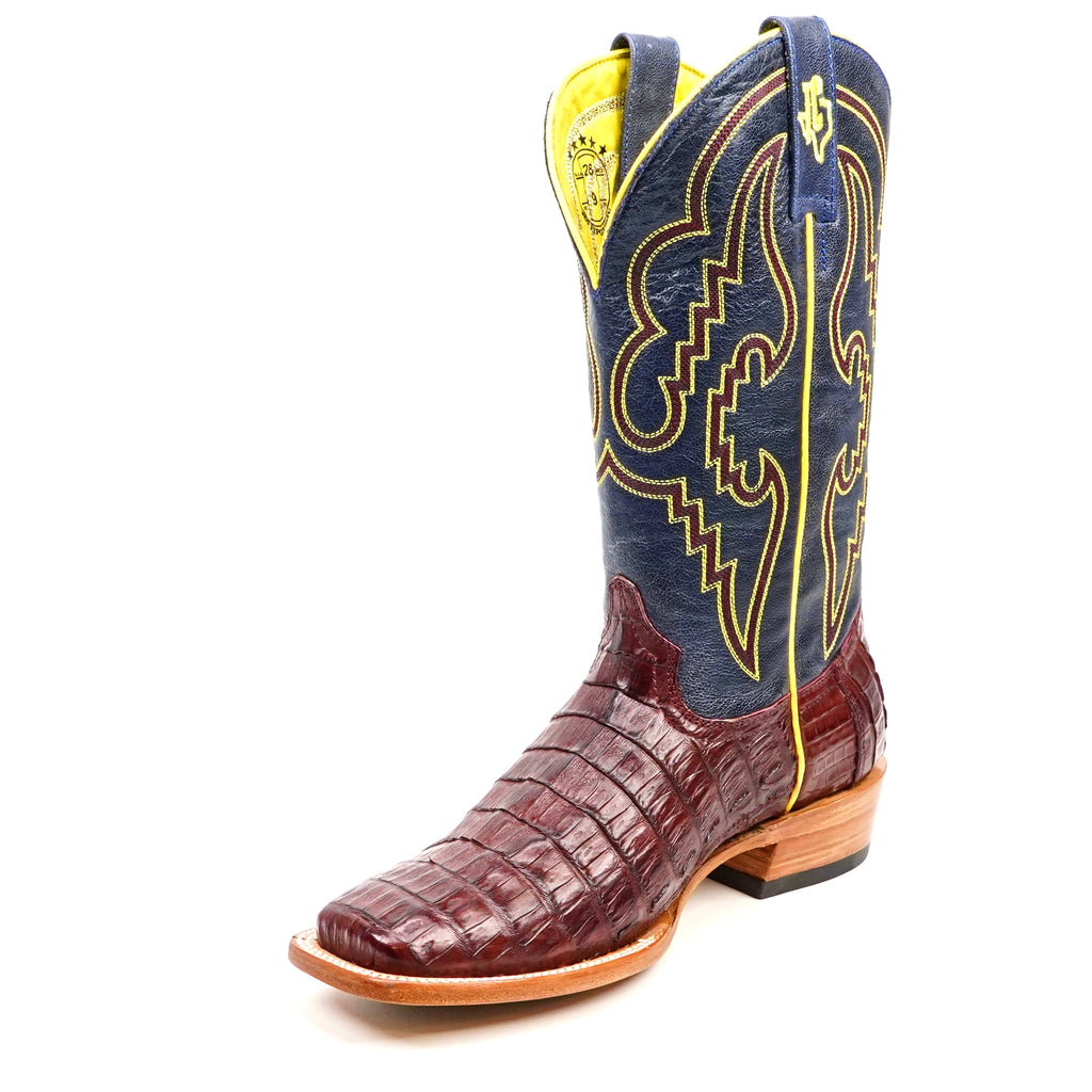 Ranger Caiman Belly Boots - Wine - Square Toe