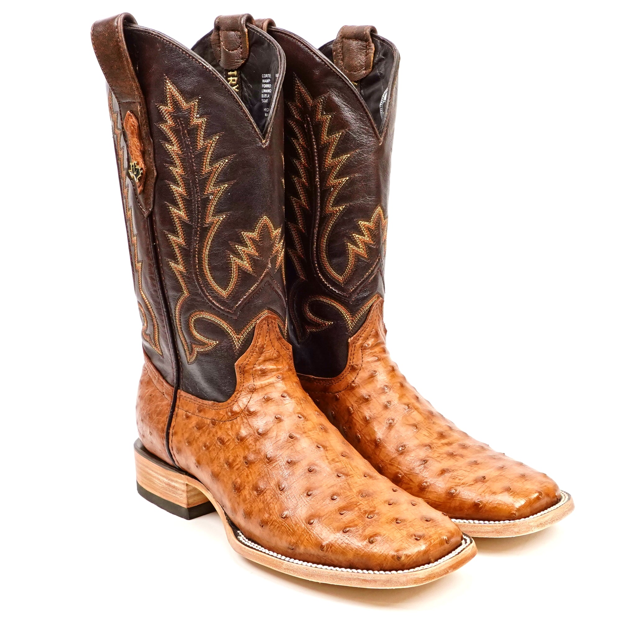 Austin Ostrich Boots- Light Brandy - Square Toe (AV20)