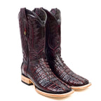 Botas Rhodes de cola de cocodrilo del Nilo - Cereza negra - Punta cuadrada (LM10)