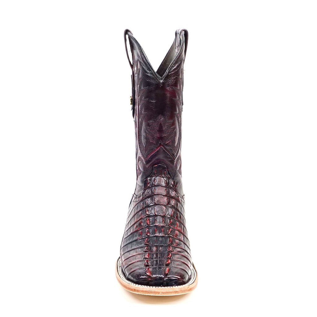 Botas Rhodes de cola de cocodrilo del Nilo - Cereza negra - Punta cuadrada (LM10)