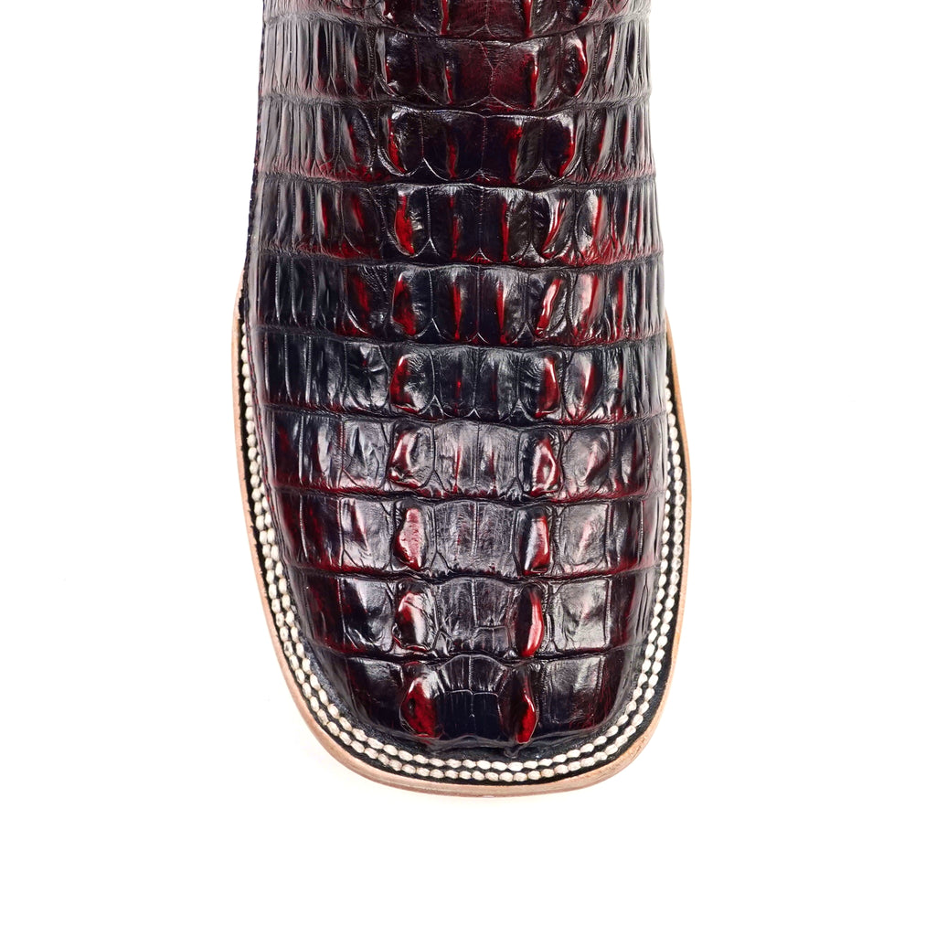 Botas Rhodes de cola de cocodrilo del Nilo - Cereza negra - Punta cuadrada (LM10)